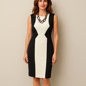 bcbgmaxazria Evelyn ivory & black sheathdress Size 8 M/L